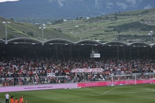La banderole des supporters du FC Sion en hommage à Kevin Fickentscher le 20 mai dernier.